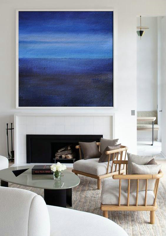 Abstract Painting Extra Large Canvas Art,Oversized Abstract Landscape Painting,Canvas Wall Art,Dark Blue,Sky Blue,Black.etc